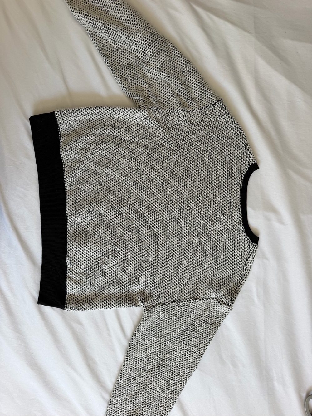 Marine Layer Black White Textured Crew Neck Sweater - Picture 8 of 16